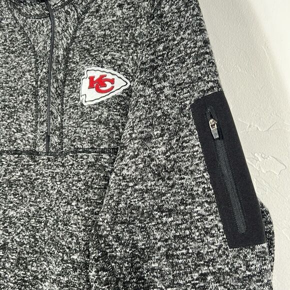 🏈 KANSAS CITY CHIEFS Thick 1/4 Zip Pullover Sherpa Fleece Sweatshirt Men Sz 2XL - Picture 6 of 12